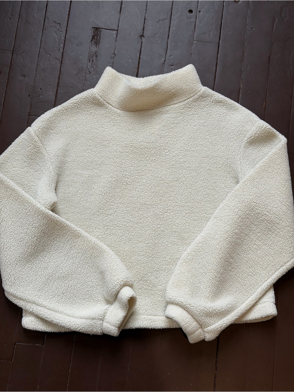 H&M Cream Sherpa Mock Neck Pullover